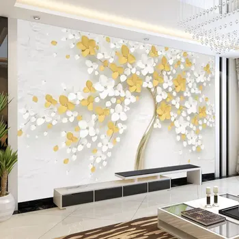 Tridimensional simples flor Nórdicos papel de parede da TV da sala de estar de plano de fundo de papel de parede moderno atmosfera sofá parede do quarto coverin