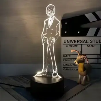 Uma Peça Monkey D Luffy Figura 3D Ilusão da Noite do DIODO emissor de Luz luz de presença Toque Flash de Luz Secretária de Modelo Japão Anime Figura de Brinquedos
