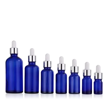 Vazio 5ml~100 ml Frasco conta-Gotas de Vidro Azul Perfume de Embalagens de Cosméticos Recipiente de Frascos de Soro de Óleo Essencial de Frascos conta-Gotas 10pcs