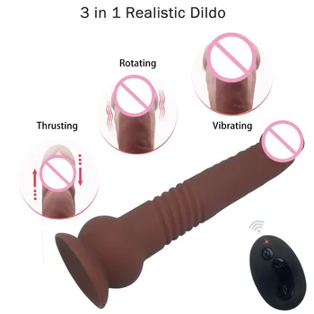 Vibrador Ponto G,Silicone, Empurrando O Vibrador Brinquedo Do Sexo Com Forte Ventosa De Giro Modos De Vibração Para O Ponto G Clítoris Sexo Anal Brinquedos