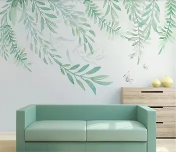 XUE SU personalizado Grande mural de parede Nórdicos, pintada à mão em folhas de sofá PLANO de fundo de cobertura de parede