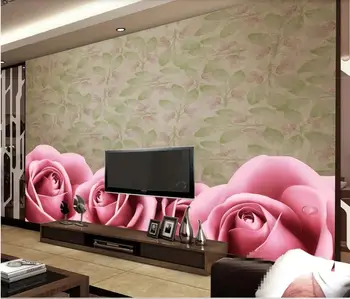 XUESU papel de parede Personalizado revestimento de parede cor-de-rosa pigmento elegante 3d tridimensional flores retro TV na parede do fundo