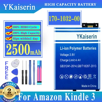 YKaiserin 2500mAh GP-S10-346392-0100 Bateria Para o Kindle 3 III Kindle3 Teclado EReader D00901 Grafite 170-1032-00 / FS249